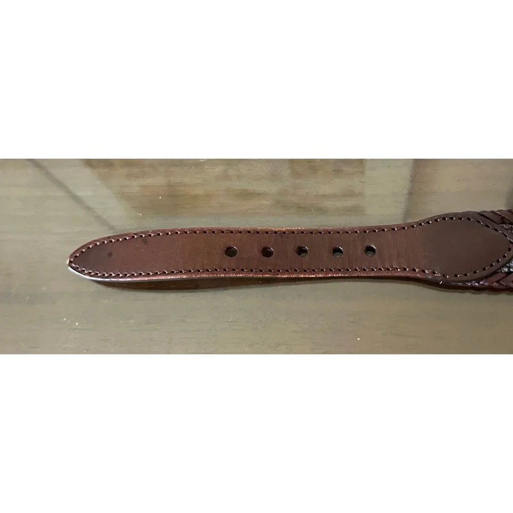 Vtg 90s Brighton Woven Leather Braided Belt Brown Western Striped Size 40 67506